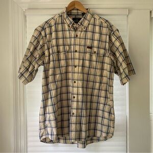 Redhead Shirt Men's Short Sleeve Yellow Blue Plaid Button Up Size XL Outdoors